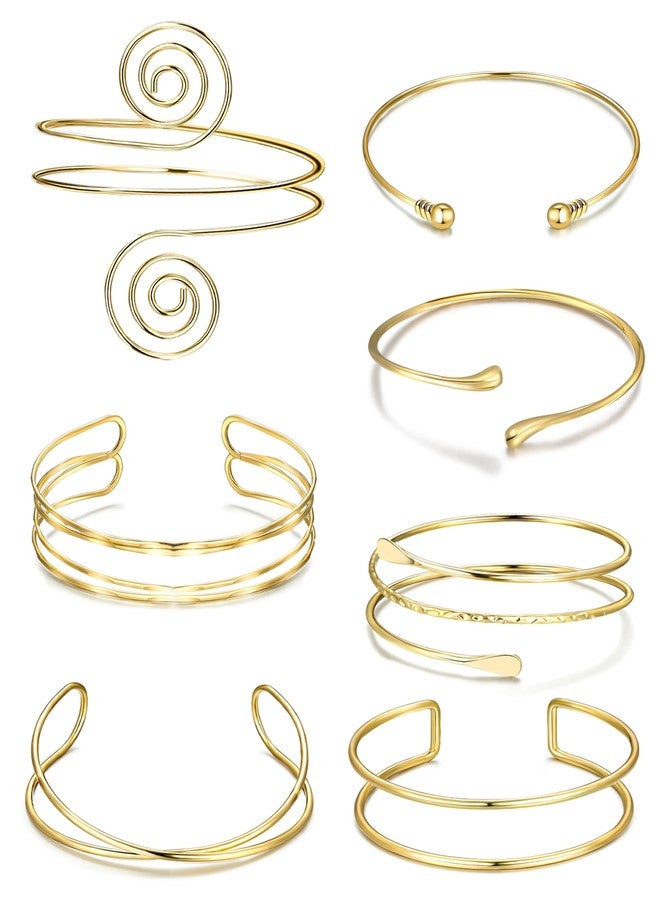 FEYIR 7 Pcs Arm Cuff Jewelry for Women Upper Arm Bracelet Bangle Band Armlet Adjustable Armband Set - Image 1